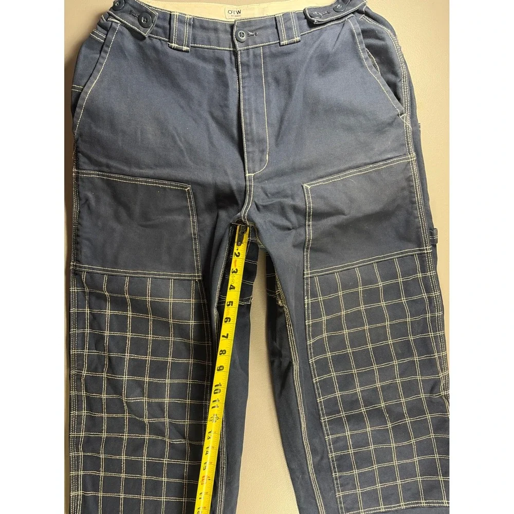 OTW by Vans Double Knee Carpenter Pants Mens 30 Navy Grid Waffle Contrast Stitch